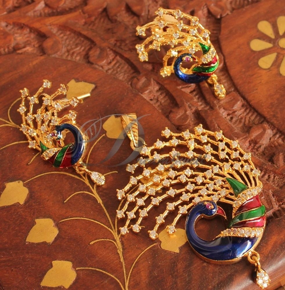 Designer Peacock Pendant Set